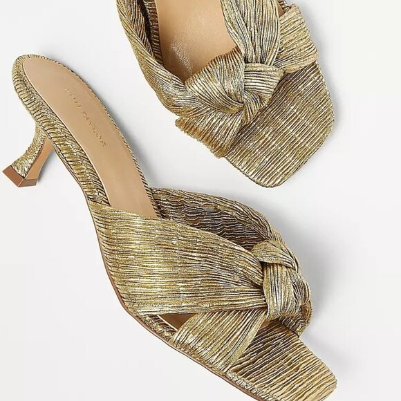 Ann Taylor Shoes - Ann Taylor Metallic Pleated Knotted Sandals